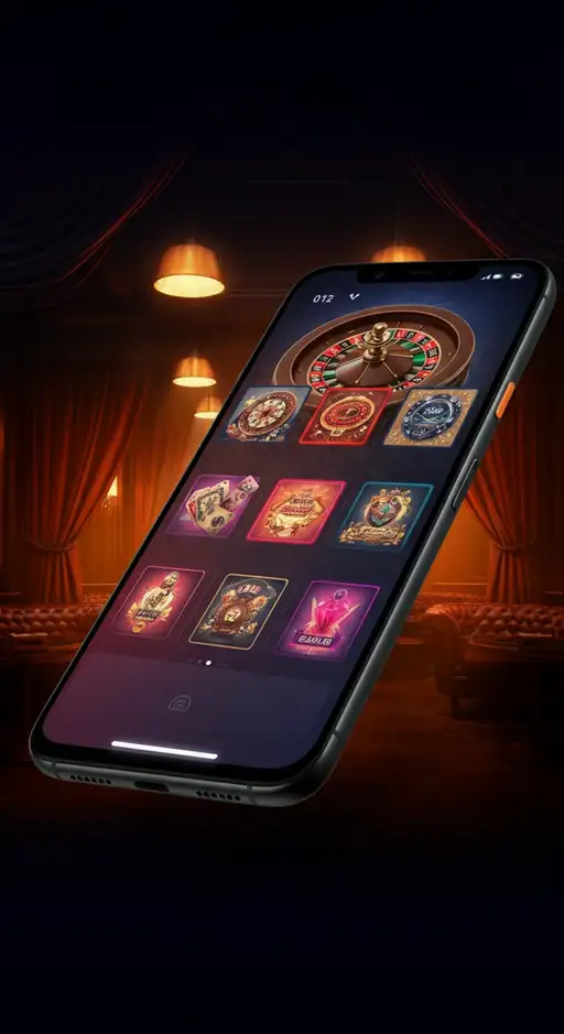 Interface mobile de Casino VolerBet affichant une sélection variée de jeux optimisés pour smartphone et tablette, incluant des machines à sous et des tables de casino en direct.